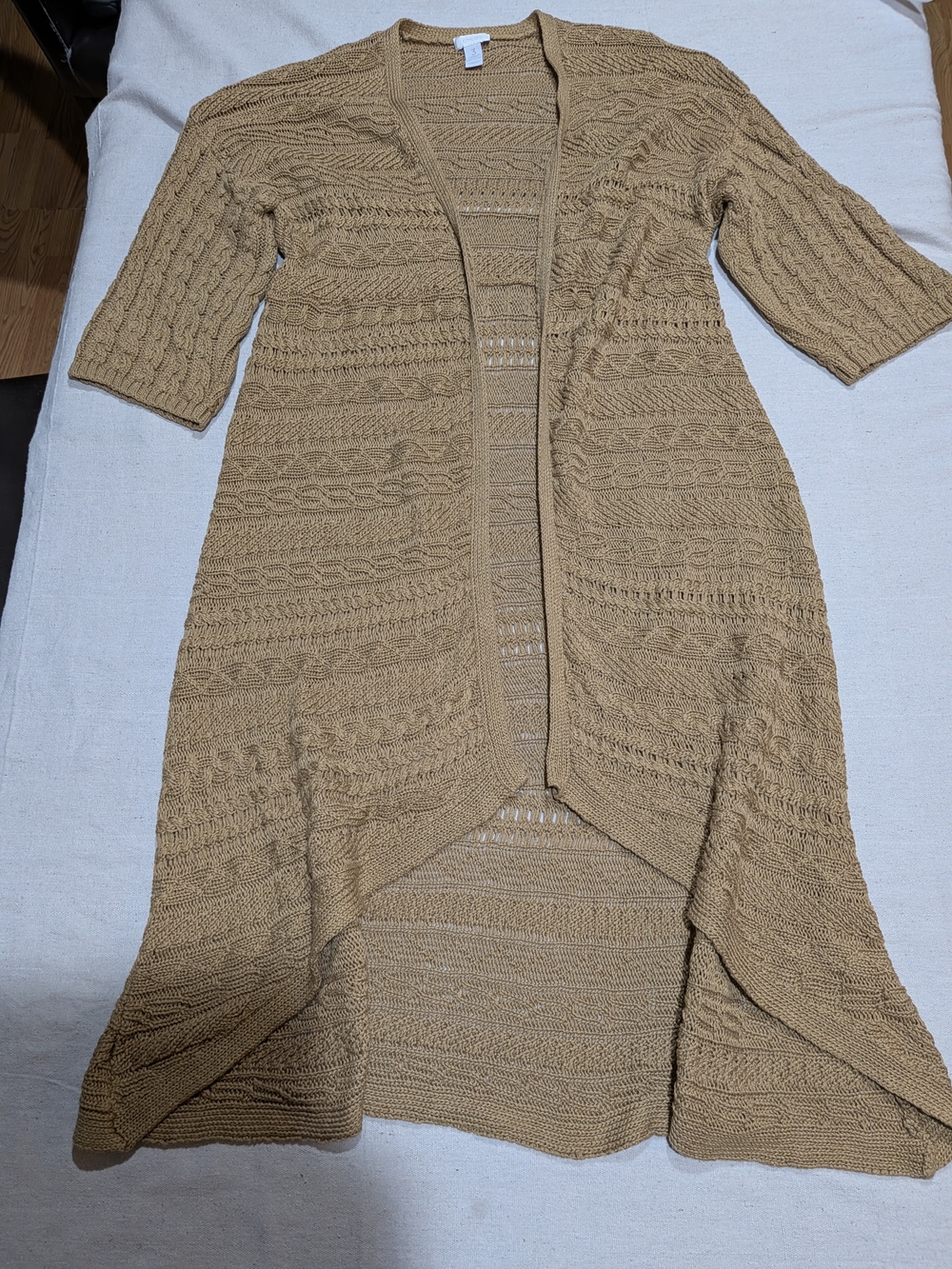 Chico's Textured Camel Brown Knit Cardigan - Picture 2 of 8